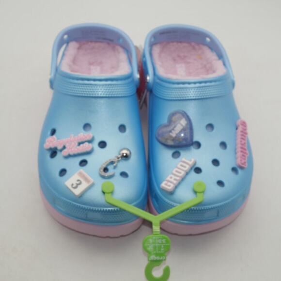 New Mean Girls Classic Platform Clogs Sandals Blue Pink Fuzzy Lining Women's 8 - Picture 1 of 9